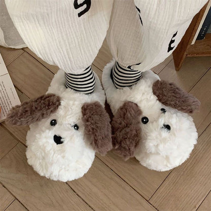 Köpek Desenli Yünlü Terlik